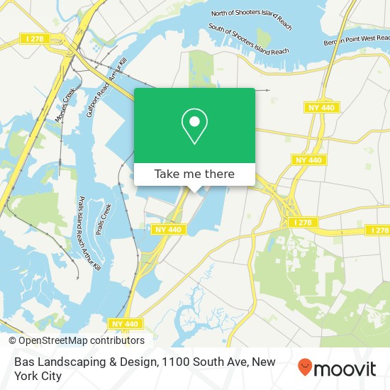 Mapa de Bas Landscaping & Design, 1100 South Ave