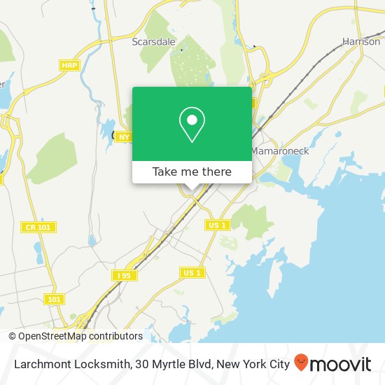 Mapa de Larchmont Locksmith, 30 Myrtle Blvd