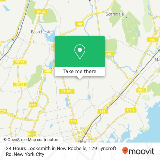 Mapa de 24 Hours Locksmith in New Rochelle, 129 Lyncroft Rd