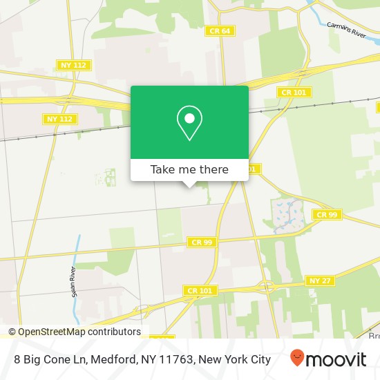 Mapa de 8 Big Cone Ln, Medford, NY 11763