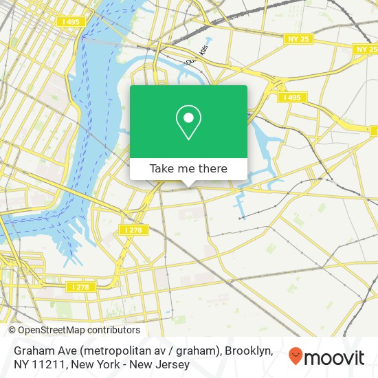 Mapa de Graham Ave (metropolitan av / graham), Brooklyn, NY 11211