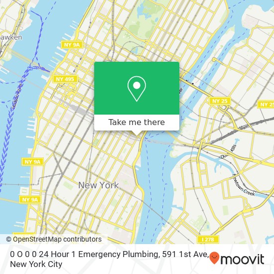 Mapa de 0 O 0 0 24 Hour 1 Emergency Plumbing, 591 1st Ave