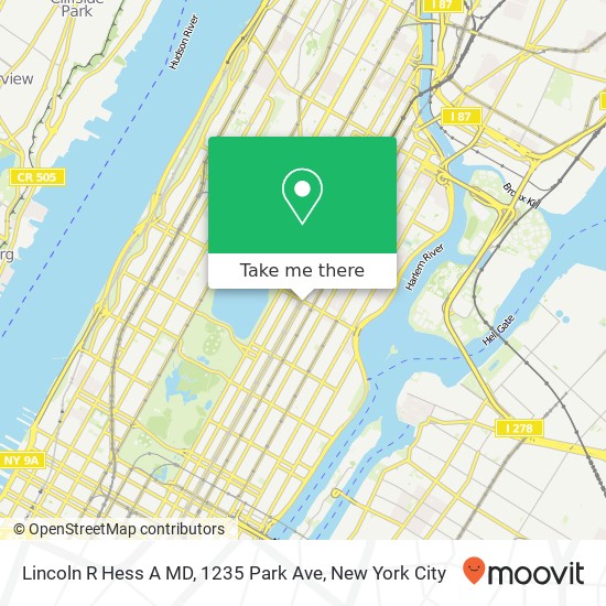 Mapa de Lincoln R Hess A MD, 1235 Park Ave