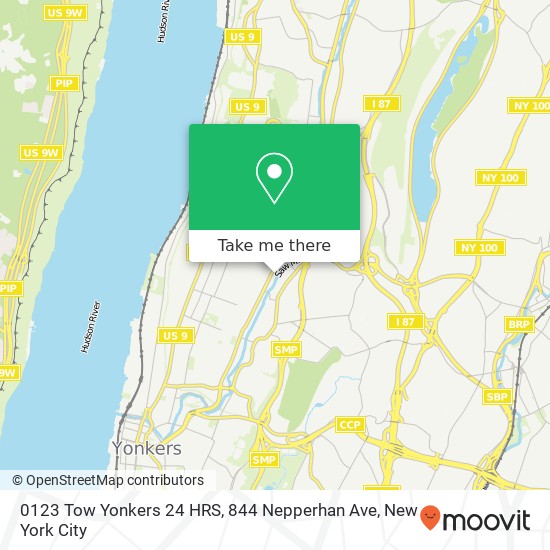 Mapa de 0123 Tow Yonkers 24 HRS, 844 Nepperhan Ave