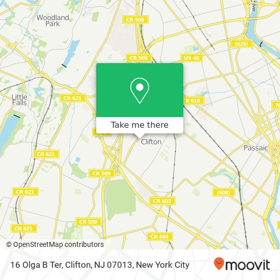 Mapa de 16 Olga B Ter, Clifton, NJ 07013
