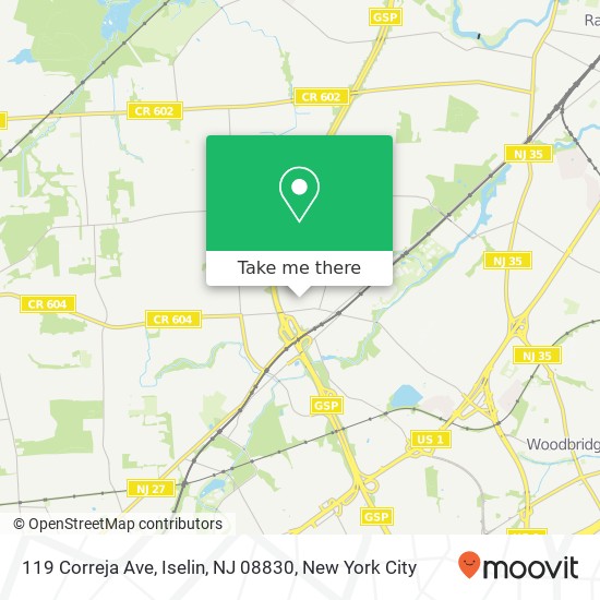 Mapa de 119 Correja Ave, Iselin, NJ 08830
