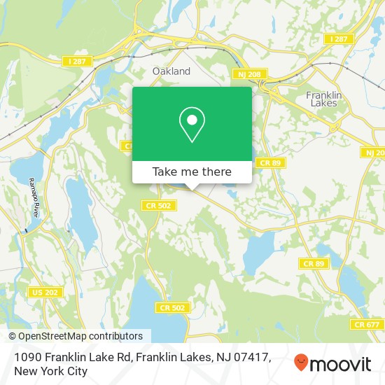 Mapa de 1090 Franklin Lake Rd, Franklin Lakes, NJ 07417