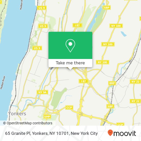 Mapa de 65 Granite Pl, Yonkers, NY 10701