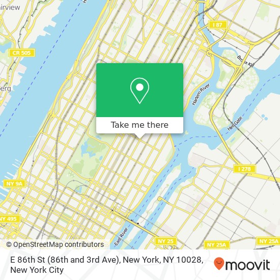 Mapa de E 86th St (86th and 3rd Ave), New York, NY 10028