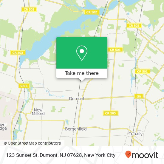 Mapa de 123 Sunset St, Dumont, NJ 07628