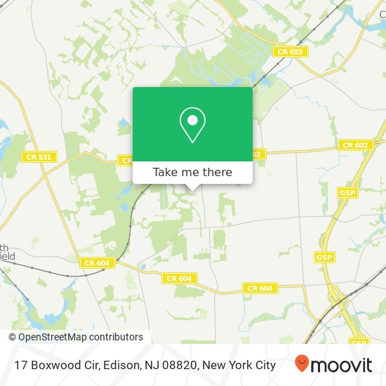 Mapa de 17 Boxwood Cir, Edison, NJ 08820