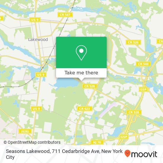 Mapa de Seasons Lakewood, 711 Cedarbridge Ave