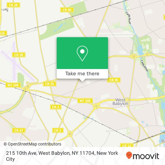 Mapa de 215 10th Ave, West Babylon, NY 11704