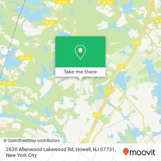 Mapa de 2620 Allenwood Lakewood Rd, Howell, NJ 07731