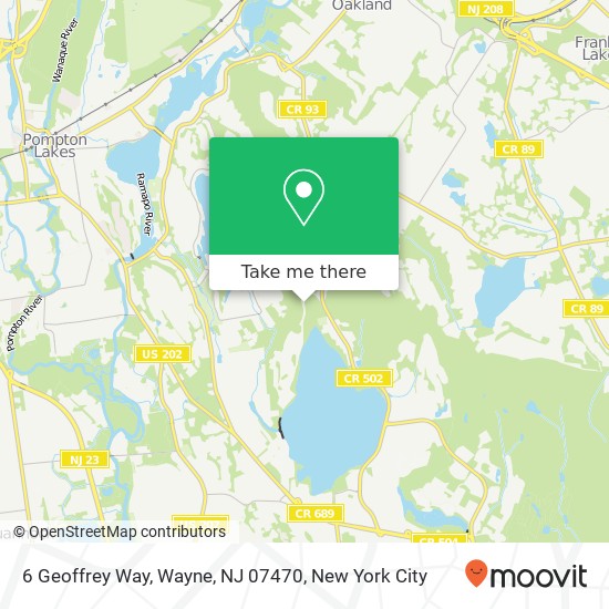 Mapa de 6 Geoffrey Way, Wayne, NJ 07470