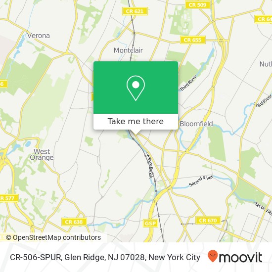 CR-506-SPUR, Glen Ridge, NJ 07028 map