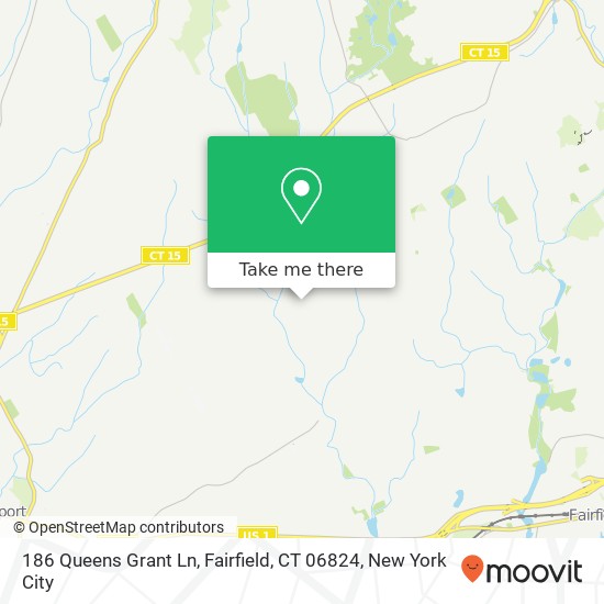 Mapa de 186 Queens Grant Ln, Fairfield, CT 06824