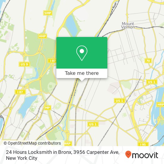 24 Hours Locksmith in Bronx, 3956 Carpenter Ave map