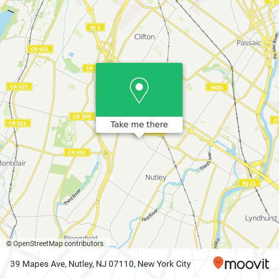 Mapa de 39 Mapes Ave, Nutley, NJ 07110