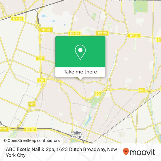 Mapa de ABC Exotic Nail & Spa, 1623 Dutch Broadway
