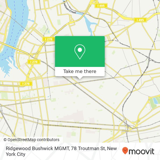 Mapa de Ridgewood Bushwick MGMT, 78 Troutman St