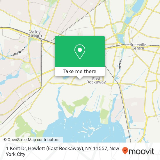 Mapa de 1 Kent Dr, Hewlett (East Rockaway), NY 11557