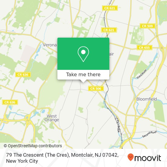 Mapa de 79 The Crescent (The Cres), Montclair, NJ 07042