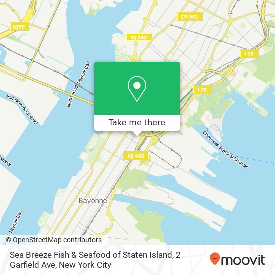 Sea Breeze Fish & Seafood of Staten Island, 2 Garfield Ave map