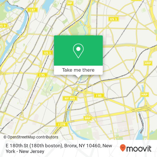 Mapa de E 180th St (180th boston), Bronx, NY 10460