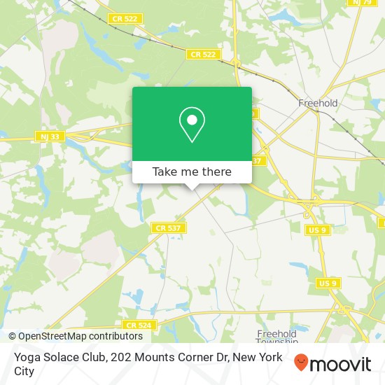 Mapa de Yoga Solace Club, 202 Mounts Corner Dr