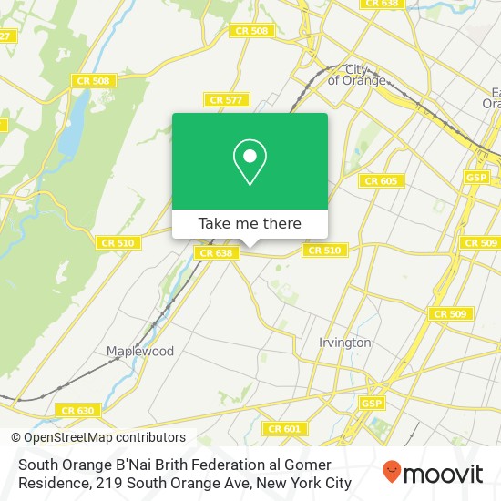 South Orange B'Nai Brith Federation al Gomer Residence, 219 South Orange Ave map