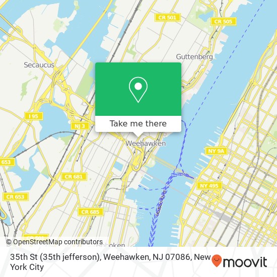 Mapa de 35th St (35th jefferson), Weehawken, NJ 07086