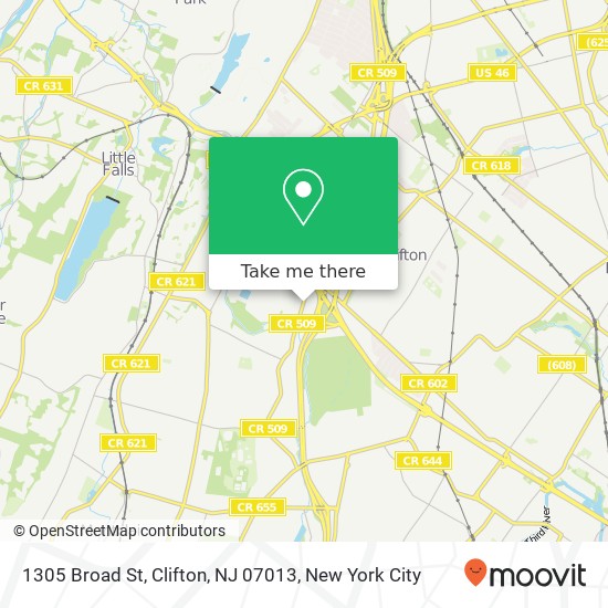 Mapa de 1305 Broad St, Clifton, NJ 07013