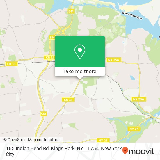 Mapa de 165 Indian Head Rd, Kings Park, NY 11754