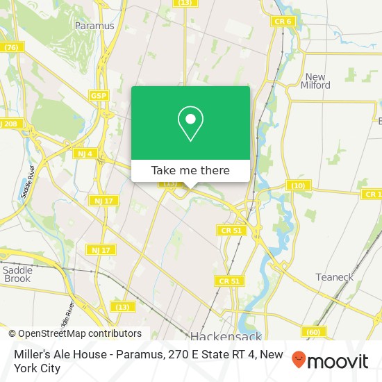 Mapa de Miller's Ale House - Paramus, 270 E State RT 4