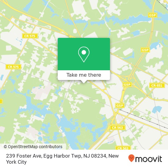 Mapa de 239 Foster Ave, Egg Harbor Twp, NJ 08234