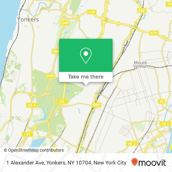 Mapa de 1 Alexander Ave, Yonkers, NY 10704