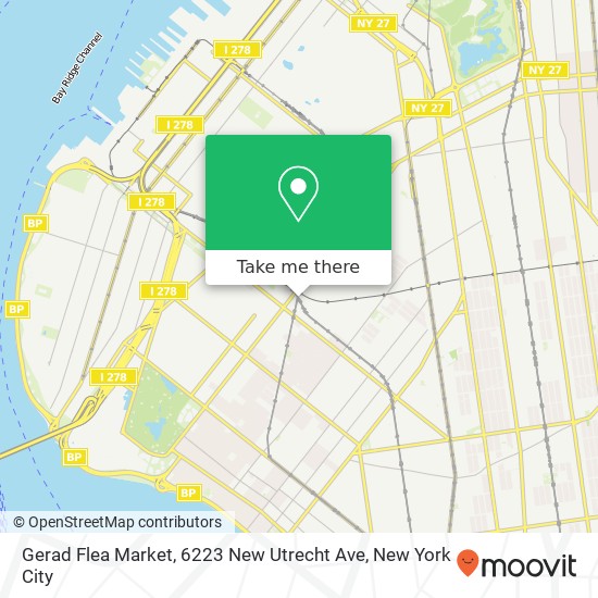 Mapa de Gerad Flea Market, 6223 New Utrecht Ave