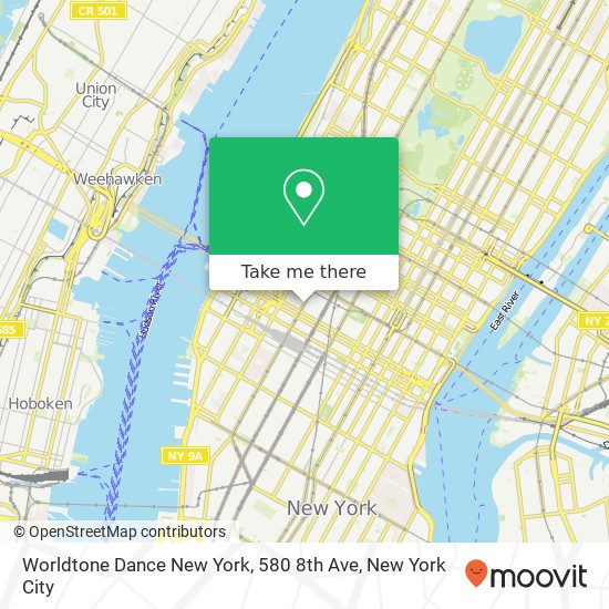 Worldtone Dance New York, 580 8th Ave map