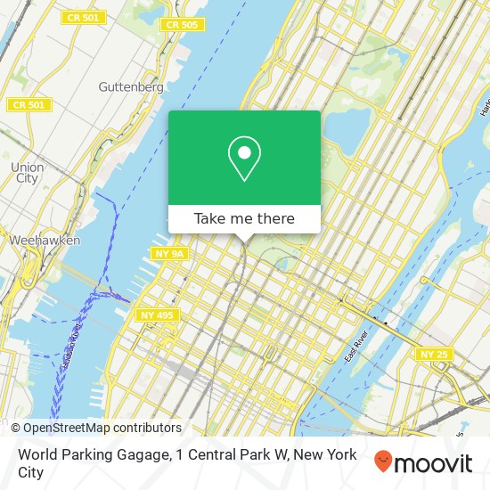 World Parking Gagage, 1 Central Park W map