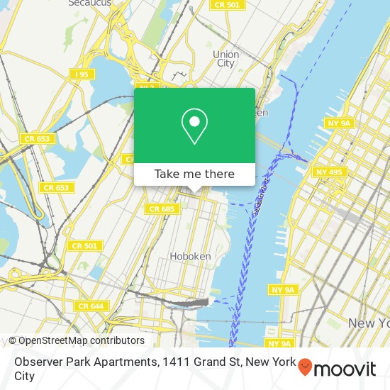 Mapa de Observer Park Apartments, 1411 Grand St