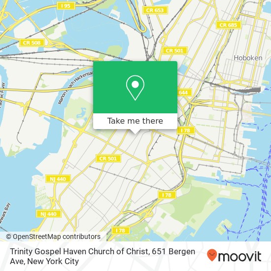 Mapa de Trinity Gospel Haven Church of Christ, 651 Bergen Ave