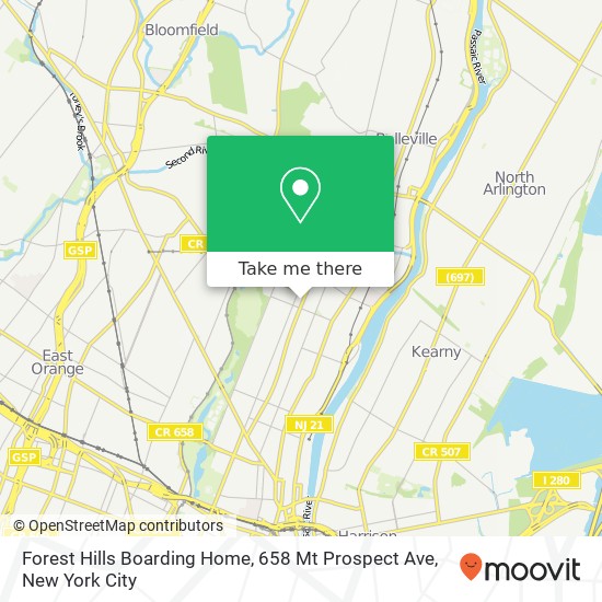 Forest Hills Boarding Home, 658 Mt Prospect Ave map