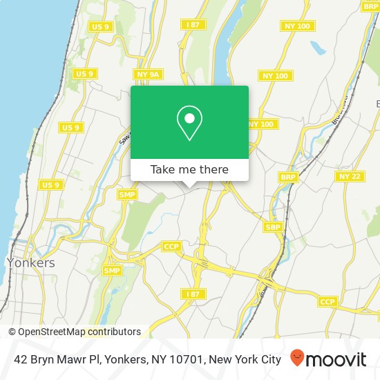 Mapa de 42 Bryn Mawr Pl, Yonkers, NY 10701