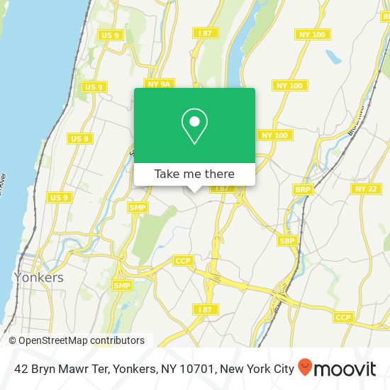 Mapa de 42 Bryn Mawr Ter, Yonkers, NY 10701