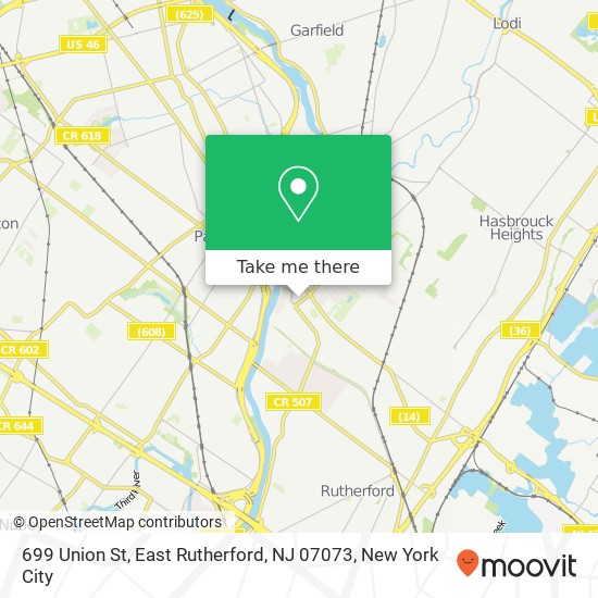 Mapa de 699 Union St, East Rutherford, NJ 07073