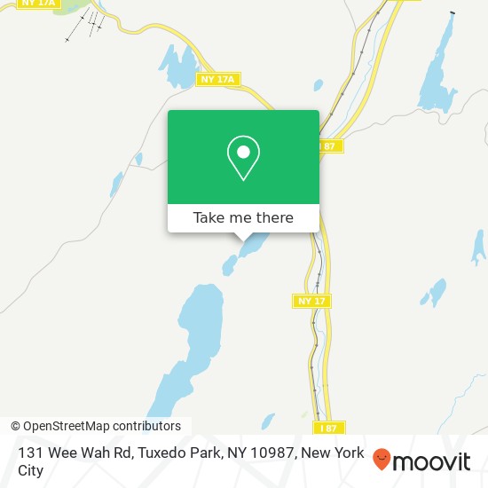 Mapa de 131 Wee Wah Rd, Tuxedo Park, NY 10987