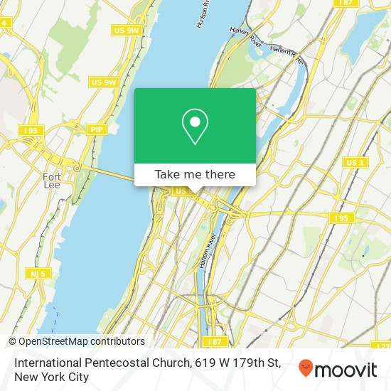 Mapa de International Pentecostal Church, 619 W 179th St