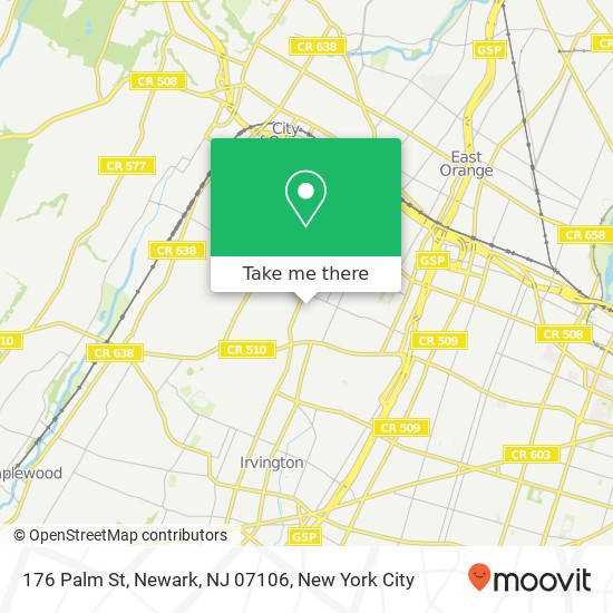 Mapa de 176 Palm St, Newark, NJ 07106