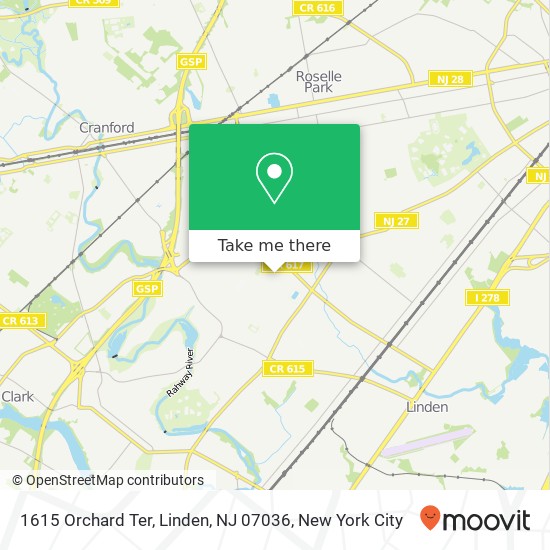 Mapa de 1615 Orchard Ter, Linden, NJ 07036